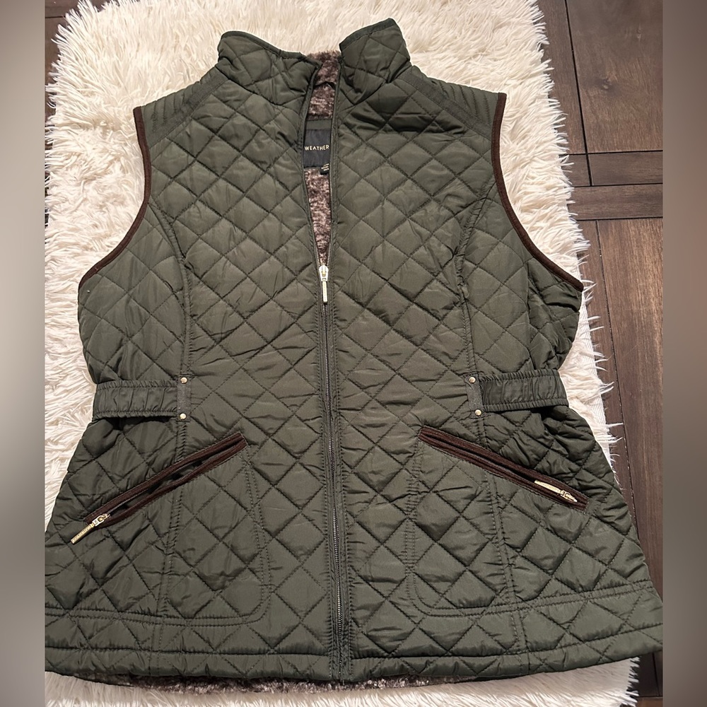 Weatherproof Ladies Ultra Soft Cozy Lining Quilted Vest in Olive Green